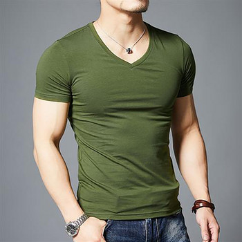 2024 Νέα περιστασιακά τοπ ανδρικά μπλουζάκια Fitness T-shirts Ανδρικά μπλουζάκια με λαιμόκοψη V για ανδρικά Tshirts M-4XL Plue Size TDX03