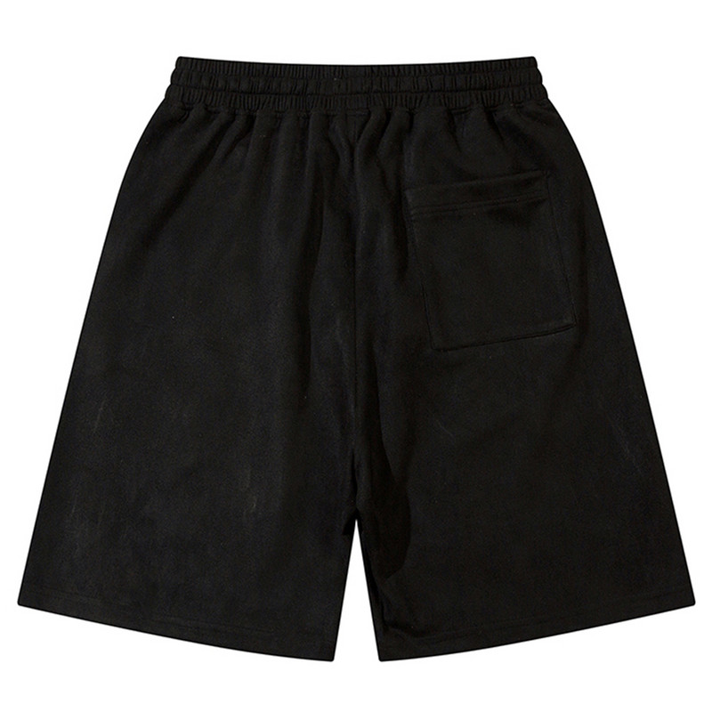 Vintage izšuvumi zamšādas šorti Vīriešu ielas apģērbs Harajuku hiphopa brīvi šorti 2024. gada vasaras lielizmēra ikdienas šorti