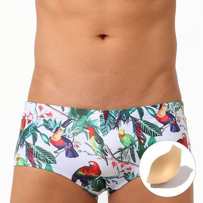 2023 Fashion Bird Print Costum de baie pentru bărbați Trunchi de baie Sexy UXH Push Up Pad Costum de baie Slip de baie pentru bărbați Costum de baie pentru bărbați Îmbrăcăminte de plajă