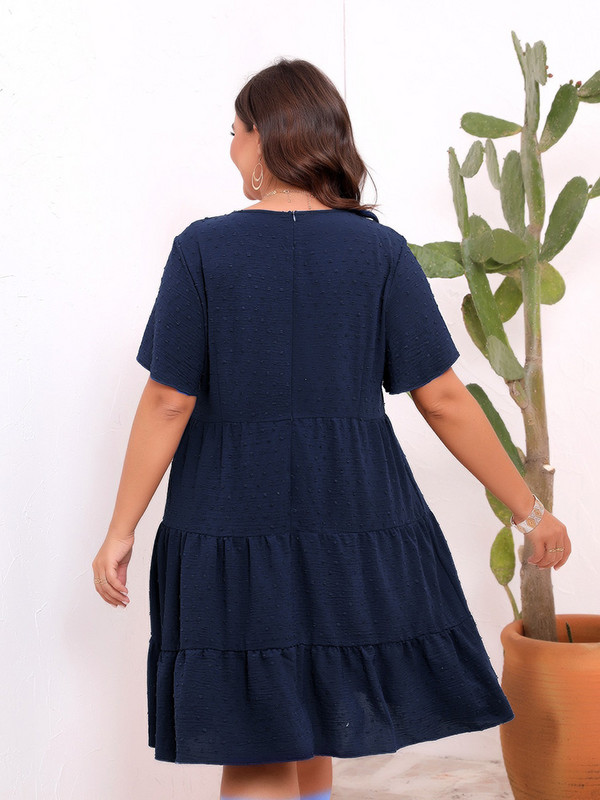 GIBSIE molett svájci pont bő fodros szegélyes ruha női nyári magas derekú boho alkalmi O-nyakú, rövid ujjú tömör miniruhák