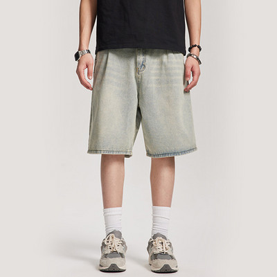 Sinised vintage teksapüksid Meeste 2024. aasta suvised lahtised vabaaja teksapüksid lühikesed püksid, mustad retro kottis lühikesed püksid, Unisex