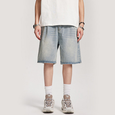 Sinised vintage teksapüksid Meeste 2024. aasta suvised lahtised vabaaja teksapüksid lühikesed püksid, mustad retro kottis lühikesed püksid, Unisex
