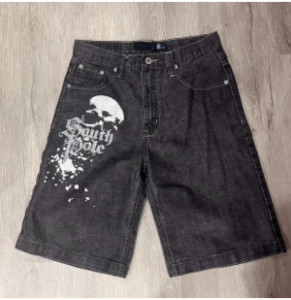 High street hip-hop korejiešu vienkārši vīriešu džinsa šorti retro ikdienas apģērbs y2k sporta vidēja garuma augsti vidukļa bikses ar platām kājām