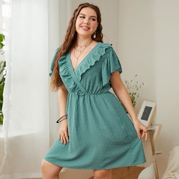 Della Mel 4XL 3XL Plus Size Casual καλοκαιρινά γυναικεία φορέματα Βολάν με βαθύ λαιμόκοψη Σχέδιο μόδας Κομψό πάρτι Γυναικείο φόρεμα μεγάλου μεγέθους