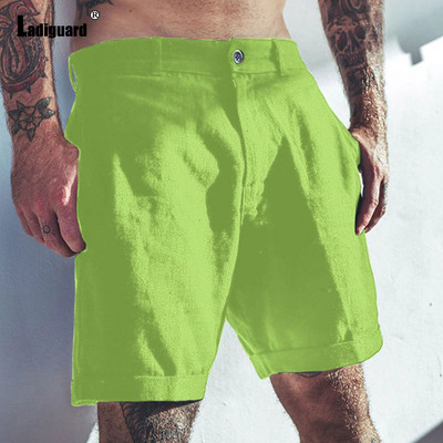 Balti tumši tumši kokvilnas lina šorti Vīriešu modes rāvējslēdzēja kabatas īsās bikses Vīriešu ielas apģērbs 2024 Stilīgi vienkāršība Ikdienas pludmales šorti