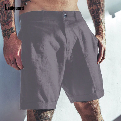 Balti tumši tumši kokvilnas lina šorti Vīriešu modes rāvējslēdzēja kabatas īsās bikses Vīriešu ielas apģērbs 2024 Stilīgi vienkāršība Ikdienas pludmales šorti