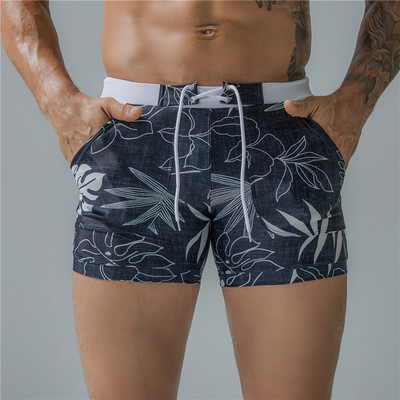 Seksikad meeste lühikesed püksid ujumine meeste trükitud ujumistrikoo rihm meeste ujumisriided pluss suuruses ujumistrikoo ranna ujumispüksid meeste vöövooder surf