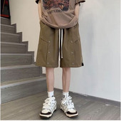 2024. gada vasaras elegants modes Harajuku Slim Fit Ropa Hombre Loose All Match Sport Ikdienas bikses Masīvas kabatas Darba šorti