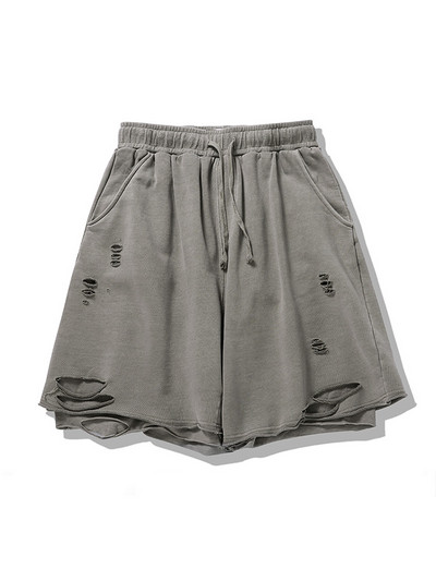 Gmiixder Vīriešu moderni saplēsti šorti unisex lielizmēra vasaras ikdienas ielas apģērba bikses unisex hiphopa tumši krāsainas grunge pusbikses