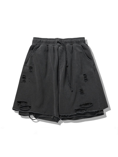 Gmiixder Vīriešu moderni saplēsti šorti unisex lielizmēra vasaras ikdienas ielas apģērba bikses unisex hiphopa tumši krāsainas grunge pusbikses