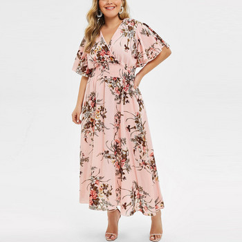 2023 Plus Size 3XL 4XL 5XL Γυναικείο Φόρεμα Floral Chiffon Flower Φόρεμα Φαρδιά Bohemian Beach καλοκαιρινά φορέματα Urban Gypsy Ropa Vestidos