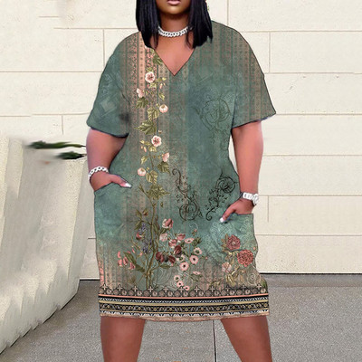 Liela izmēra vasaras sieviešu kleitas 2023. gada vintage apdrukas svinīgās kleitas, brīvas kāzu banketu balles, sieviešu jauna stila kleitas S-6Xl