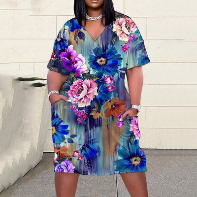 Liela izmēra vasaras sieviešu kleitas 2023. gada vintage apdrukas svinīgās kleitas, brīvas kāzu banketu balles, sieviešu jauna stila kleitas S-6Xl