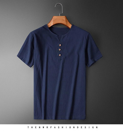 2024. gada jauna vīriešu ikdienas blūze, kokvilnas lina krekls, brīvi topi ar īsām piedurknēm t-krekls pavasara vasaras ikdienišķa stila izskatīgi vīriešu krekli 5XL