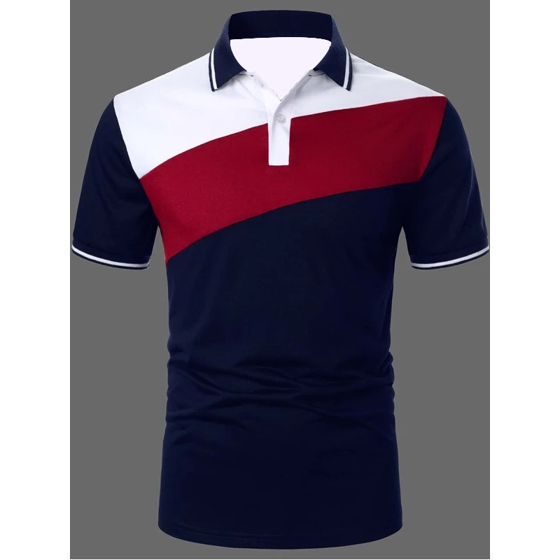 2023 Summer New Spell Color Stil simplu Tricou polo casual, Cămașă Polo Sport cu mânecă scurtă pentru bărbați.