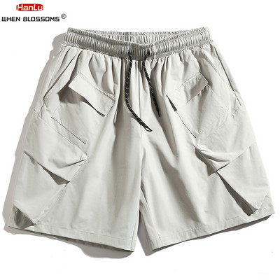 HANLU 2024 Új több zsebes Cargo Shorts Férfi Nyári Szabadtéri Alkalmi Sport Nagy méretű Rövidnadrág Man Trend Cargo Pantshoz