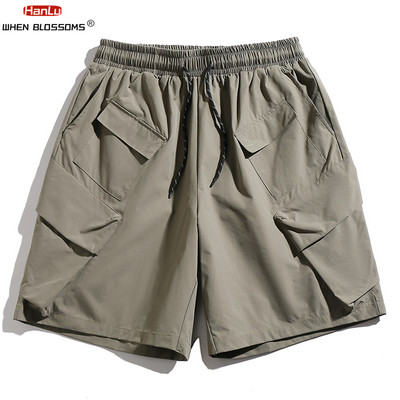 HANLU 2024 Új több zsebes Cargo Shorts Férfi Nyári Szabadtéri Alkalmi Sport Nagy méretű Rövidnadrág Man Trend Cargo Pantshoz