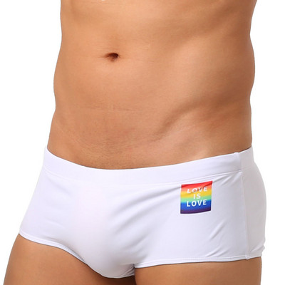 LGBT meeste ujumisbokserpüksid madala vöökohaga ujumispüksid lühikesed veesport rannapüksid ujumisriided Seksikas mees surfav suur mees Armastus on armastus