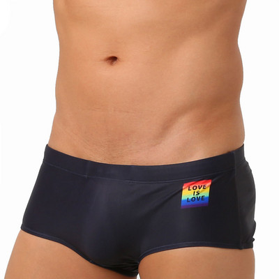 LGBT meeste ujumisbokserpüksid madala vöökohaga ujumispüksid lühikesed veesport rannapüksid ujumisriided Seksikas mees surfav suur mees Armastus on armastus