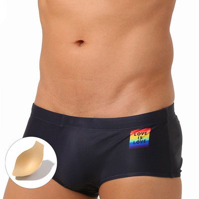 LGBT meeste ujumisbokserpüksid madala vöökohaga ujumispüksid lühikesed veesport rannapüksid ujumisriided Seksikas mees surfav suur mees Armastus on armastus