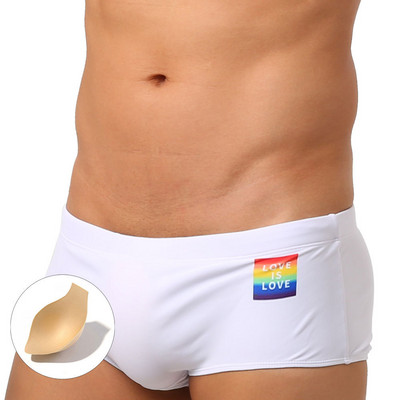 LGBT meeste ujumisbokserpüksid madala vöökohaga ujumispüksid lühikesed veesport rannapüksid ujumisriided Seksikas mees surfav suur mees Armastus on armastus