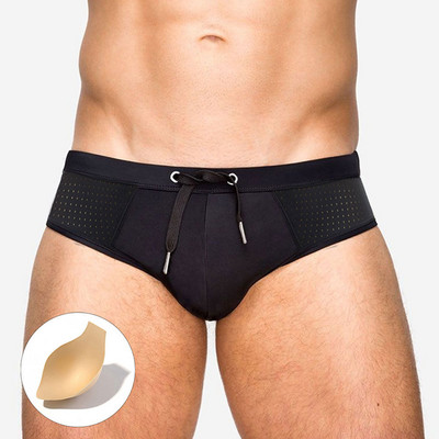 Slip de baie din plasă de nailon pentru bărbați Costum de baie Pantaloni de plajă Costum de baie pentru surf Trunchi de baie Îmbinare găuri circulare boxer mare uomo