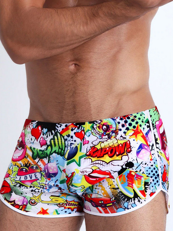 Vīriešu peldkostīmi Modes multfilmas peldšorti Ātri nožūst peldkostīmi Pludmales peldbikses Sports sērfošanas Jammer peldēšanās pludmales apģērbs