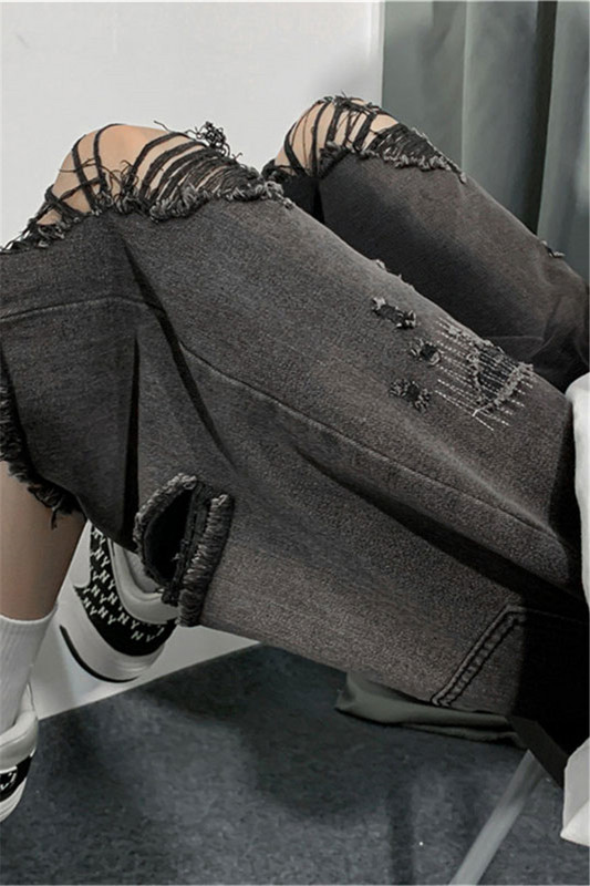 Pantaloni scurți din denim rupte, stil nou, îmbrăcăminte pentru bărbați, 2024, vară, în cinci puncte, coreeană, casual, pantaloni drepti pentru tineret, îmbrăcăminte de tip boutique B44