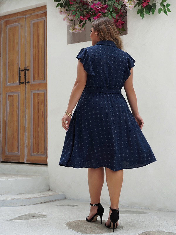 GIBSIE Rochii de cămașă cu mânecă fluture cu mâneci elvețiene de mărime mare pentru femei, cu rever, rochie de vară boho, midi, ocazională, 2024