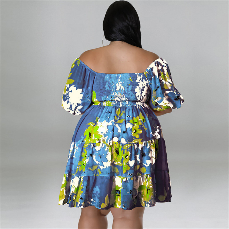 „Wmstar“ didelio dydžio vasarinės suknelės Moteriški drabužiai Gėlėmis marginti ant vieno peties Elegantiška mini suknelė Karštas išpardavimas Didmeninis pristatymas