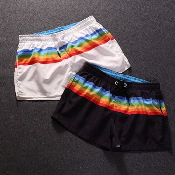 Мъжки летни плажни къси панталони Мрежести вътрешни бързосъхнещи долнища Ежедневни спортни панталони Раирани Rainbow Бански костюми Бански гащи