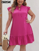 GIBSIE lielizmēra Boho Solid kaklasaites kaklasaites kleita ar volānu apakšmalu sievietēm 2024. gada vasarā brīvdienu pludmales minikleitas bez piedurknēm, vaļīgas jostasvietas