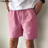 INCERUN 2024 korejiešu stila šorti Jauni vīriešu viengabalains savelkamās dizaina šorti ikdienišķs, vienkārši, ērti vīriešu šorti S-5XL