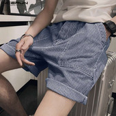 INCERUN 2024 Modes, jauni vīriešu šorti, retro svītraini, liela kabatas dizaina šorti, brīvā laika ielas apģērbi vīriešiem, izpārdošanas šorti S-5XL