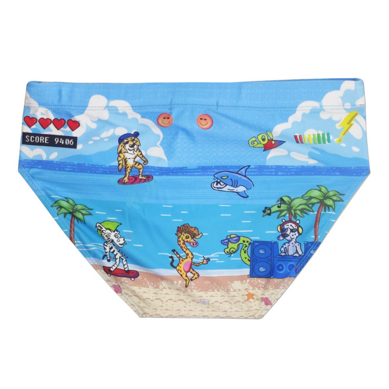 Vīriešu peldbiksītes Seksīgi peldkostīmi, īsi ūdens sporta veidi, pludmales bikses, peldkostīms ar zilu apdruku.
