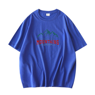 WAVLATII vīriešu kalnu apdrukas 100% kokvilnas T krekls vīriešu jauns, sarkans Khaki Basic T-krekli ar īsām piedurknēm, topi vasarai WMT2207