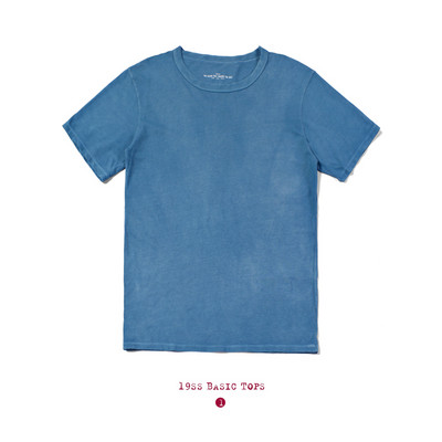 BADBOWL Visokokvalitetna pamučna indigo majica s ručno rađenim biljnim bojama Muška majica kratkih rukava s okruglim izrezom u japanskom retro stilu.