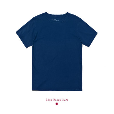 BADBOWL Visokokvalitetna pamučna indigo majica s ručno rađenim biljnim bojama Muška majica kratkih rukava s okruglim izrezom u japanskom retro stilu.