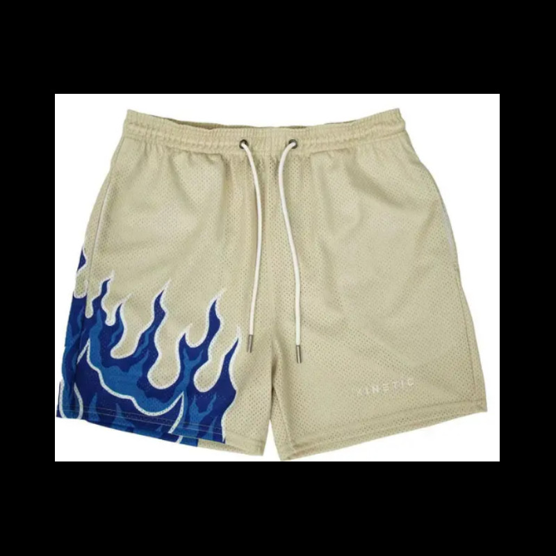 2024. gada sieta elpojoši vīriešu šorti vingrošanas zāle basketbols skriešanas ātri žūstoši šorti Baggy Flame Print Modes šorti vasaras šorti