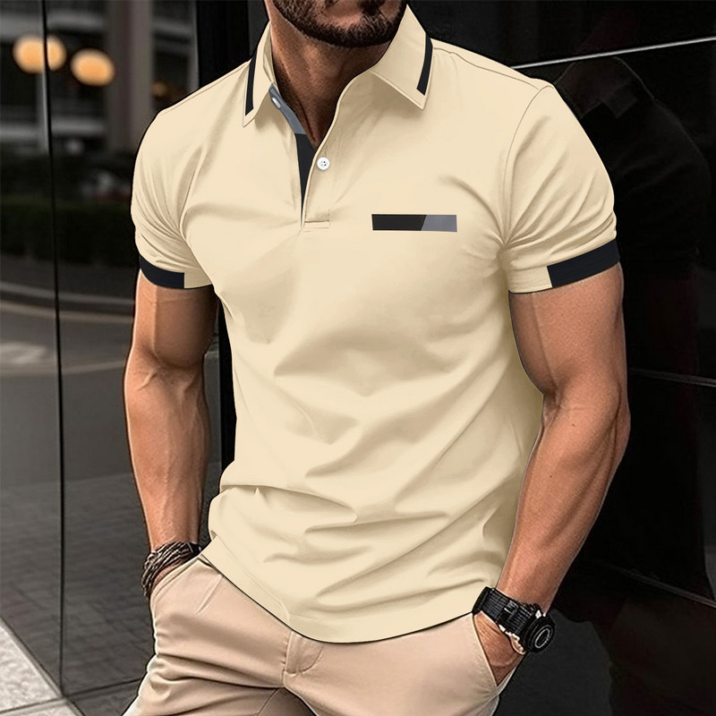 Καλοκαιρινή μόδα νέο μπλουζάκι Polo casual με κουμπί πέτο φόρεμα γκολφ ντεγκραντέ με κοντομάνικο μπλουζάκι μεγάλο ανδρικό μπλουζάκι πόλο