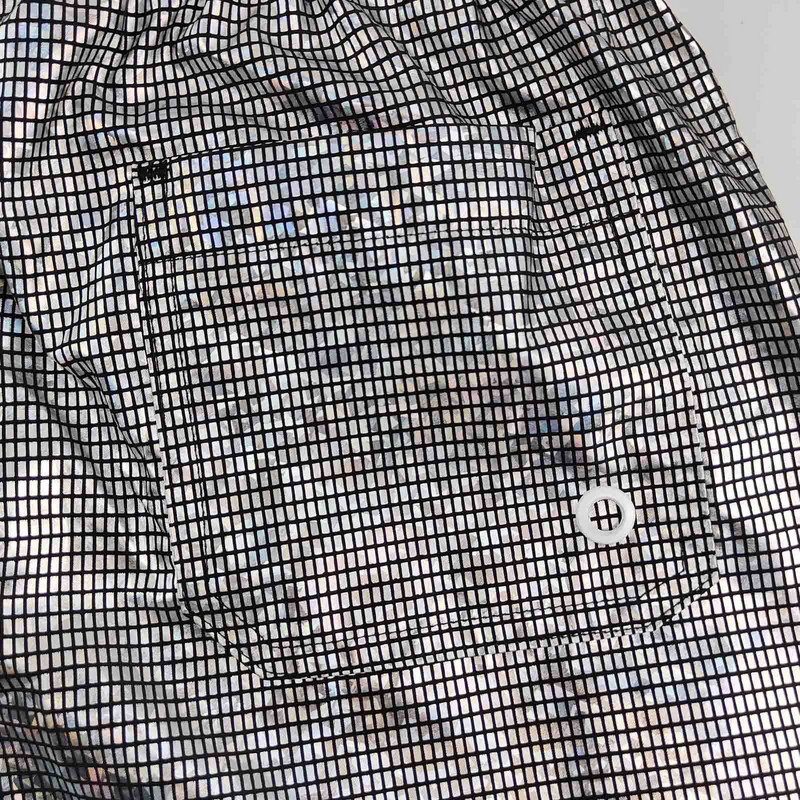 150g Férfi Nyári Strand rövidnadrág Nagy méretű csillogó úszó boxer alsónadrág 100% poliészter tömör kockás string board short