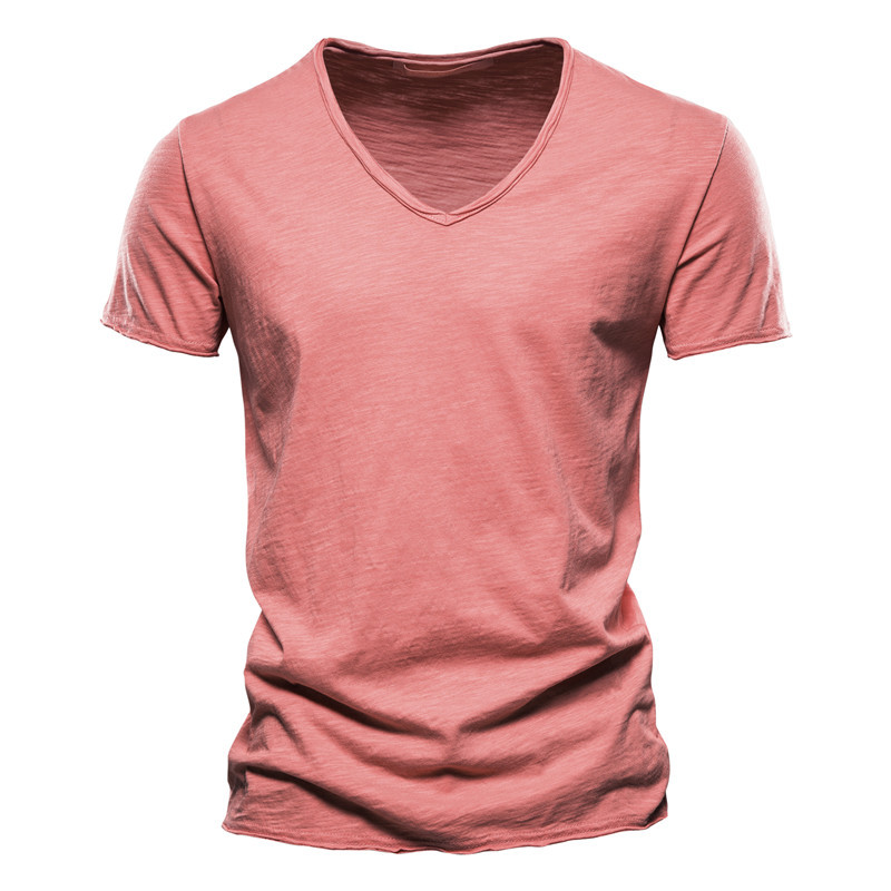 Ανδρικό T-shirt με λαιμόκοψη 100% βαμβάκι Fitness Sports Running Slim Fit Soild T-shirts Ανδρικά μπλουζάκια καλοκαιρινά κοντομάνικα μπλουζάκια για άνδρες