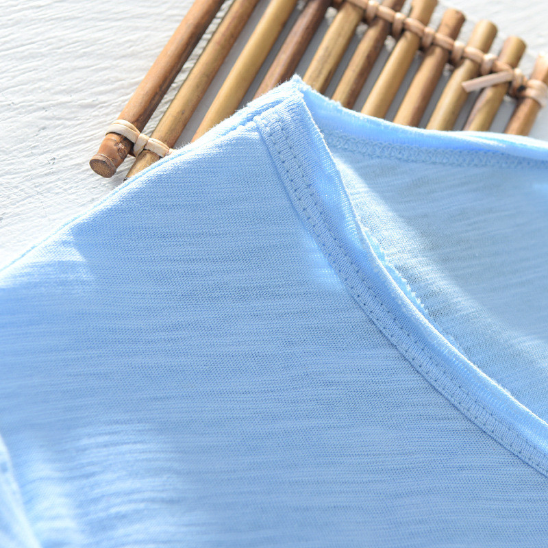 Ljetna majica kratkih rukava Muška lanena pamučna majica kratkih rukava Majice i majice s V-izrezom Prozračna udobna tanka majica kratkih rukava Muškarci Dropshopping