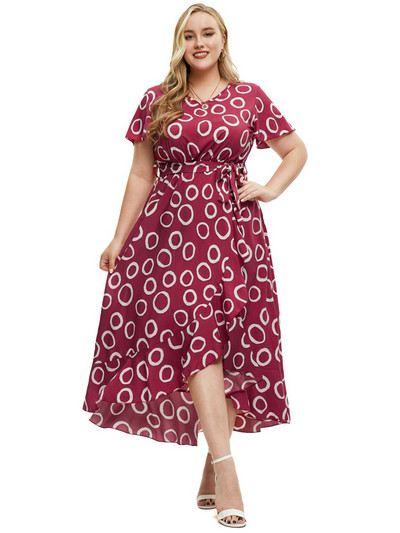 GIBSIE lielizmēra ikdienišķa apdruka ar volāniem pievilkta kleita sievietēm ar īsām piedurknēm, brīvdienu pludmales sauļošanās kleita sievietēm, garas boho kleitas