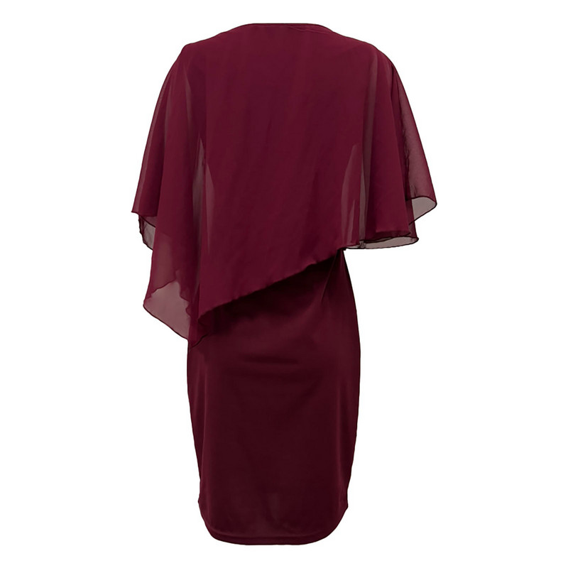 Suures suuruses ühevärviline lühikeste varrukatega kleit V kaelusega ebaregulaarse volangiga Midi kleit Elegantne pruutneitsi kokteilipeo kleidid платье