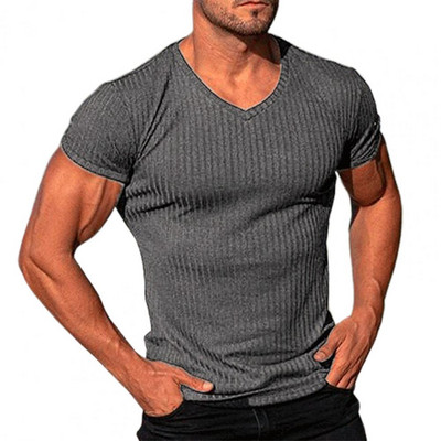 Vīriešu T krekls ar dziļu V kakla izgriezumu, plats t-krekls ar platu kakla izgriezumu Vīriešu krekls neredzams apakškrekls Modelis Scoop Hem Slim Fit ar īsām piedurknēm