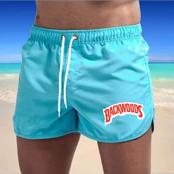 Мъжки плажни гащи Летни плувни панталони за фитнес Бързосъхнещи плувни Homme Surf Вентилируеми шнурове Модни ежедневни къси 2024 г.
