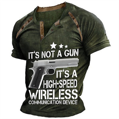 Vintage pogas ar V veida kakla izgriezumu, navigācijas T krekls ar īsām piedurknēm gotikas Henley krekls vīriešiem Lielizmēra topi T krekls Vīriešu panka ielas apģērbs