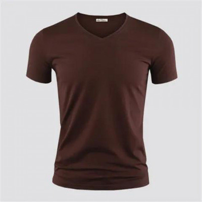 2024. gada jauns vīriešu T-krekls Tīras krāsas V apkakle ar īsām piedurknēm Topi T-krekli Vīriešu T-krekls Melns Zeķubikses Vīriešu T-krekli Fitness Vīriešu apģērbs