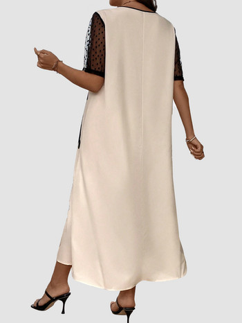 Дамска рокля Finjani плюс контрастна дантелена рокля с флорален принт Лято 2023 Свободно дамско облекло с голям размер
